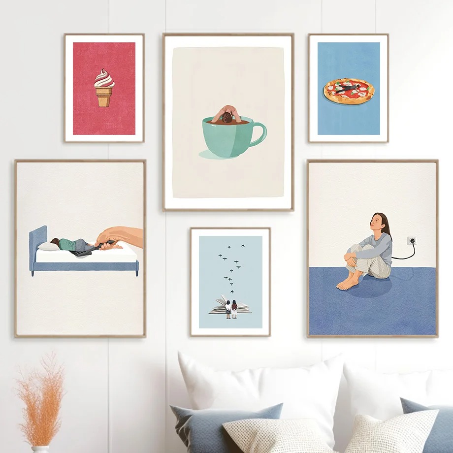 Home Cooking Reading - Humorvolle lustige Poster mit Motiven wie