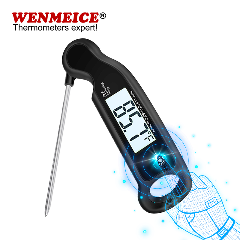 Home Cooking Reading - WENMEICE Digitales Fleischthermometer mit Touchscreen Hintergrundbeleuchtung,