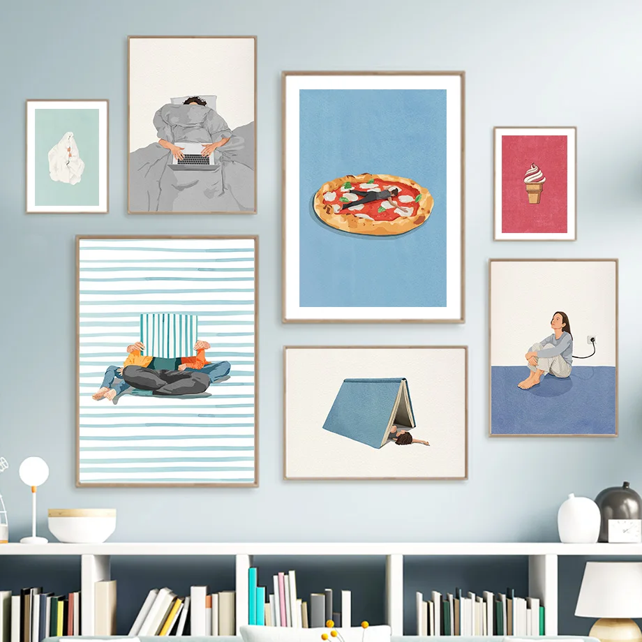 Home Cooking Reading - Humorvolle Lustige Poster mit Motiven wie