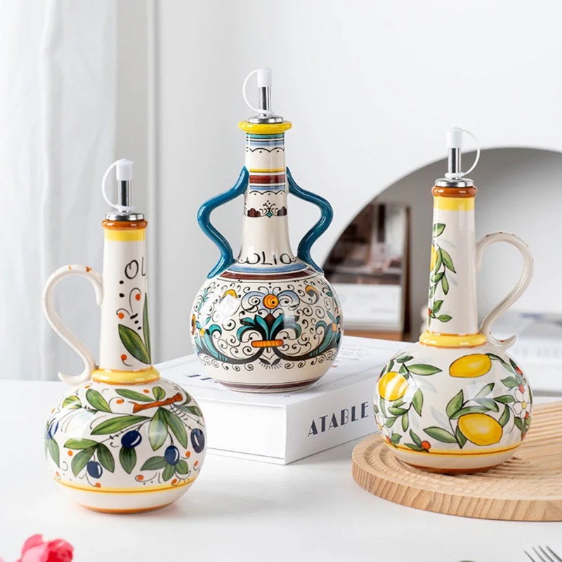 Home Cooking Delivery - Keramik-Ölflasche Sojasoßenflasche Gewürzbehälter Küchenzubehör Nordischer Essig-