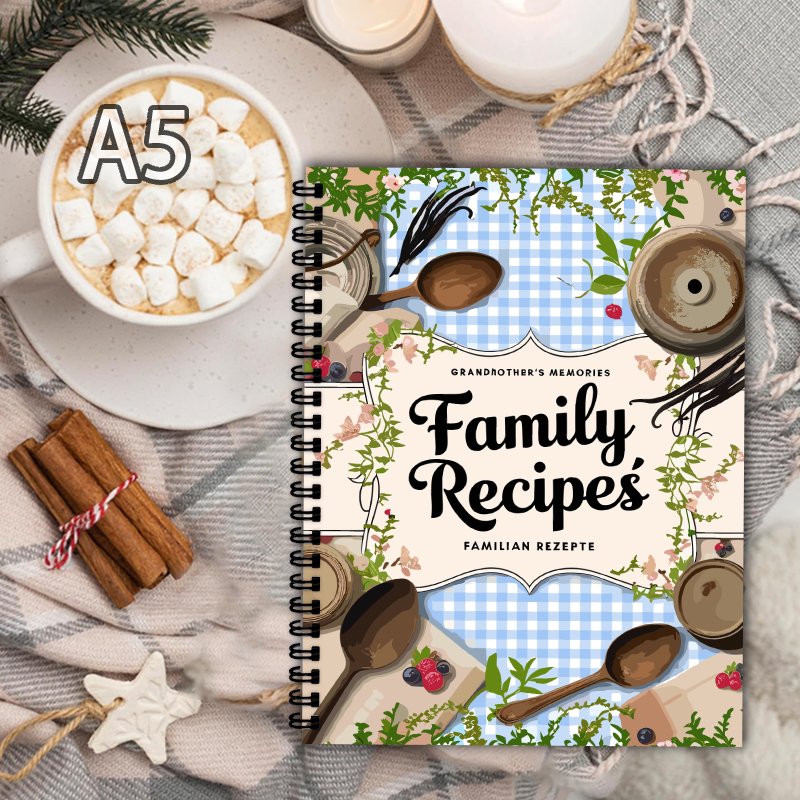 A5 Rezeptbuch, blaues Raster,  – Home Cooking Book Bewertung und Preis
